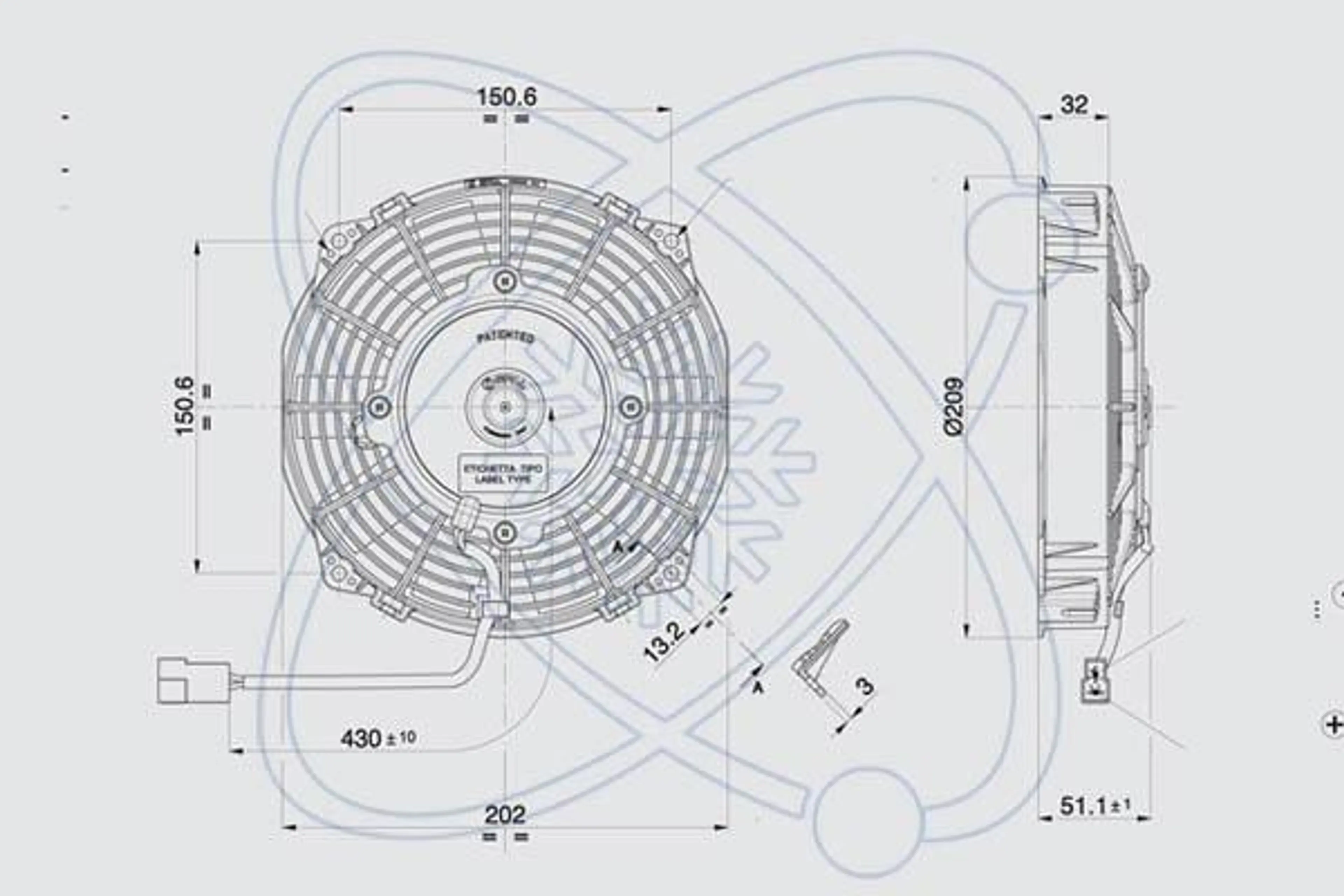 ELECTRO SPAL 210 MM SOP. 12V 10 PAL
