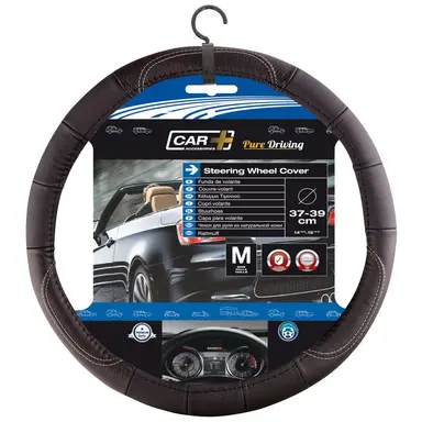 FUNDA VOLANTE PIEL NEGRA CON HILO P