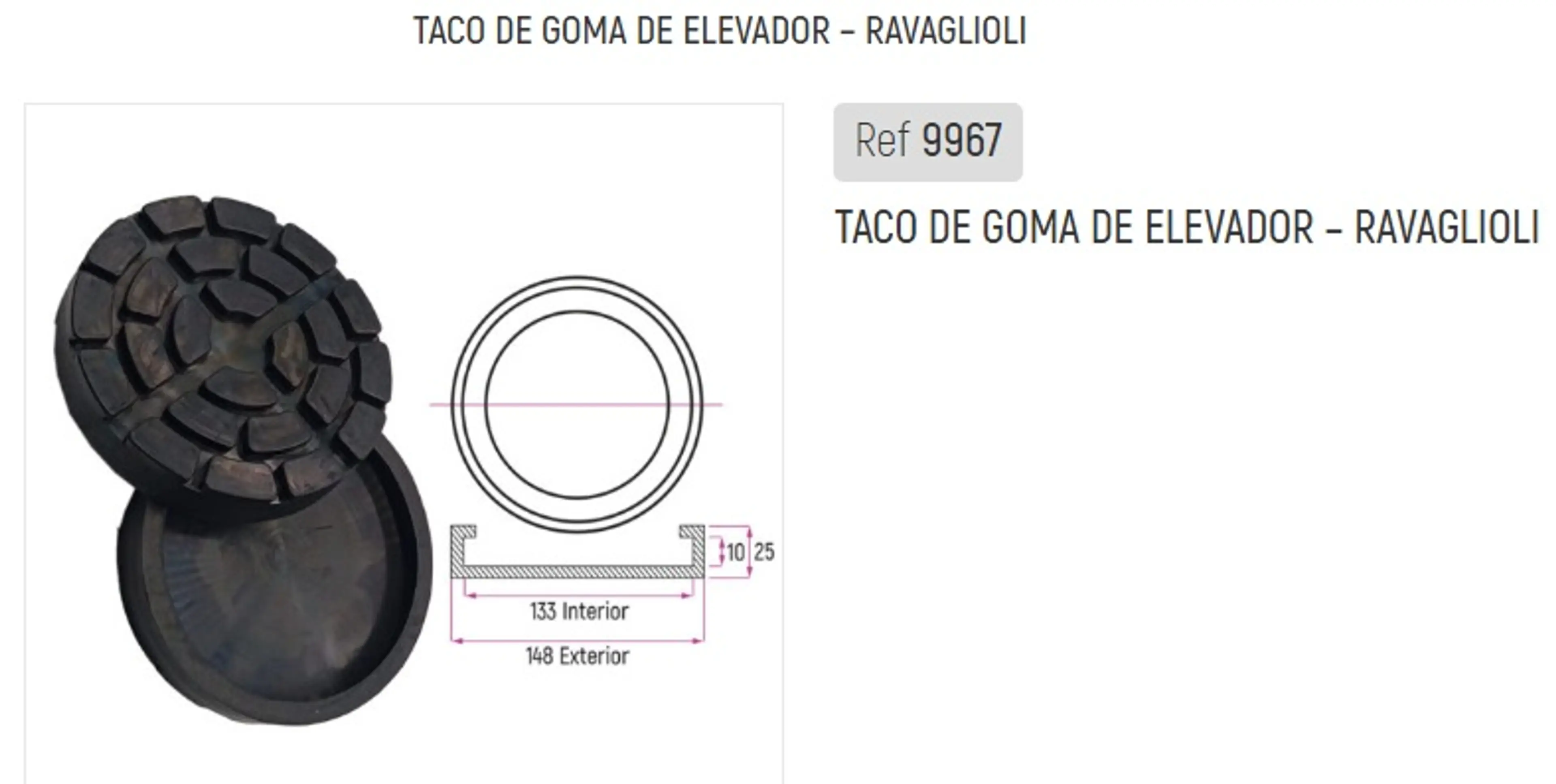 TACO DE GOMA DE ELEVADOR - RAVAGLIO